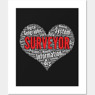 Surveyor Heart Shape Word Cloud Design graphic Posters and Art